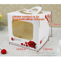 decorative personalized paper cake boxes, Custom artpaper handle cake box with PVC window, wedding cake boxes with handle, cardb